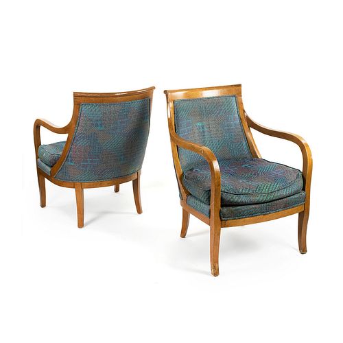 Pair of Biedermeier Bergere Upholstered Armchairs