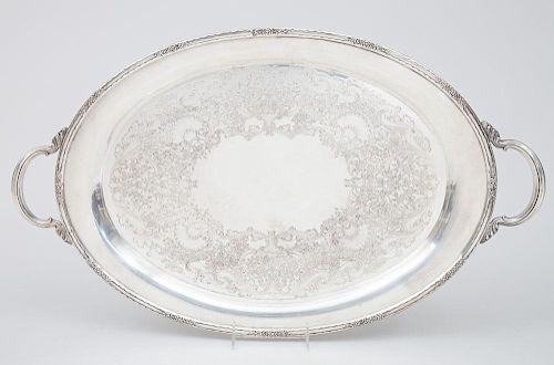 International Silver-Plate Oval Two-Handled Tray, in the Camille Pattern
