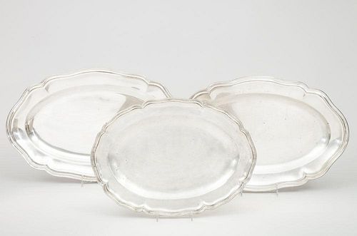 Three Continental 800 Silver Oblong Serpentine Trays