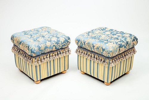 Pair of Tufted Upholstered Ottomans