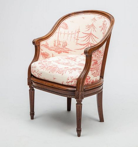 Louis XVI Style Stained Fruitwood Bergère