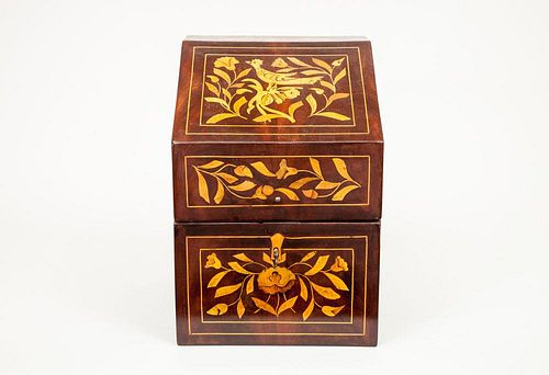 Dutch Mahogany and Fruitwood Marquetry Letter Box