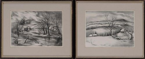 Victoria Huntley (1900-1971): Two Winter Landscapes