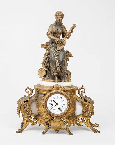 Louis XVI Ormolu and Marble Clock
