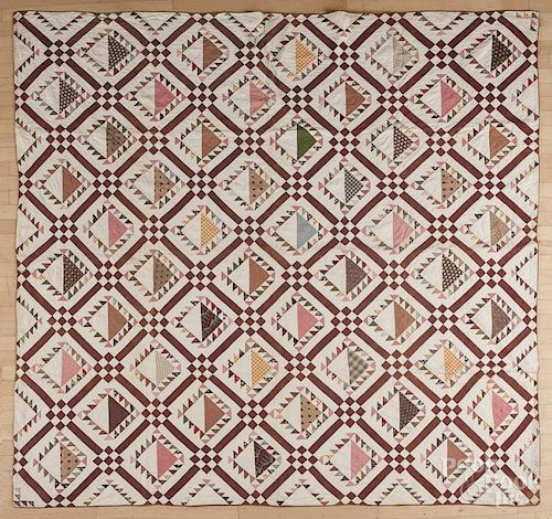 Patchwork quilt, late 19th c., 88'' x 84''.  Provenance: The Estate of Bernard B. Hillmann