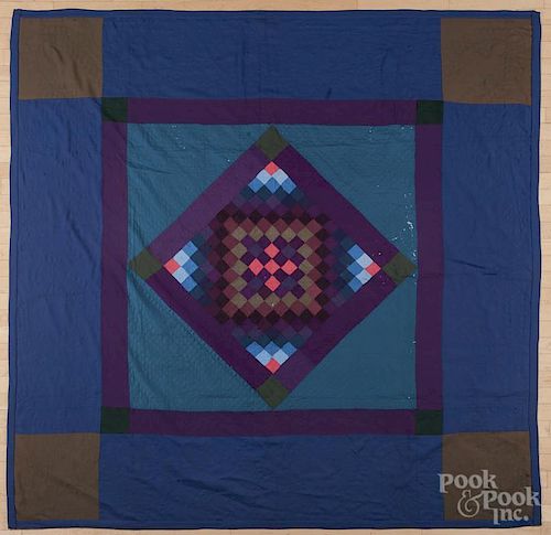 Lancaster County, Pennsylvania Amish diamond in a square variant quilt, 20th c., 80'' x 80''.