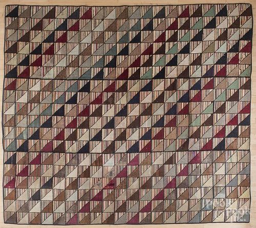 Roomsize hooked rug, early 20th c., 10' x 9'.
