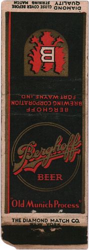 1933 Berghoff Beer Matchcover "Diamond Quality" IN-BERG-2