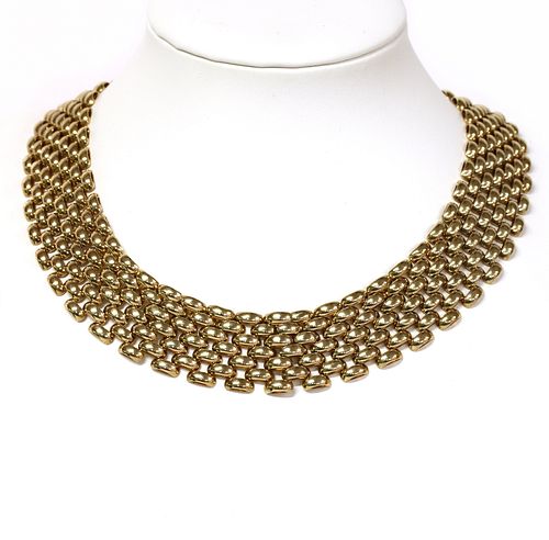 A 9ct gold seven row panther link necklace,