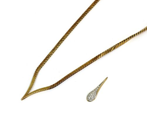 A 14ct gold diamond necklace,