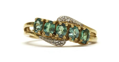A 9ct gold gemstone and diamond set ring,