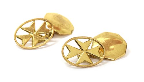 A pair of gold Maltese cross cufflinks,