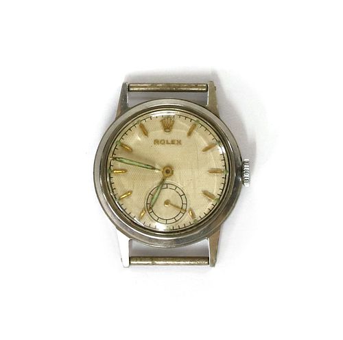 A stainless steel Rolex mechanical watch head,