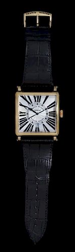 An 18 Karat Yellow Gold Ref. 6000K SC Master Square Wristwatch, Frank Mueller,