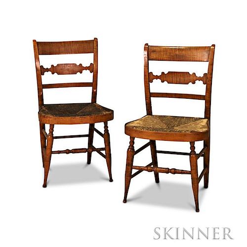 Pair of Tiger Maple Fancy Chairs