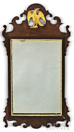 Chippendale Mahogany Veneer Scroll-frame Mirror