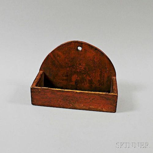 Red-painted Pine Hanging Wall Box