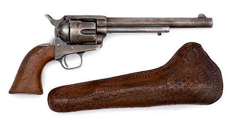 Black Powder Colt Single-Action Army Revolver in Original "Slim Jim" Holster by J.F. Bond of Trinidad, CO 