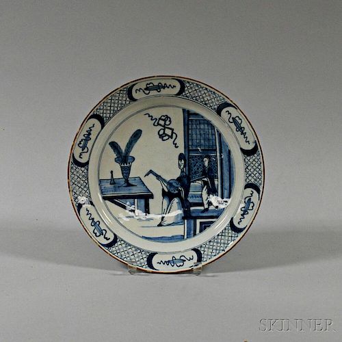 Delft Blue and White Chinoiserie-decorated Plate