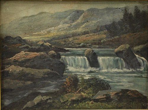 American School, 19th Century       Landscape with Waterfalls and Mountains.