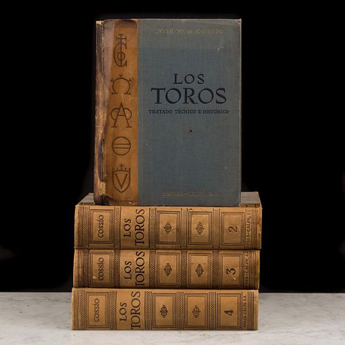 Cossío, José Maria de. Los Toros. Tratado Técnico e Histórico. Madrid: Espasa Calpe, 1961. Tomos I- IV.  Piezas: 4.