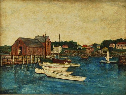H.A. Margeson (American, 20th Century)       Dock Scene.