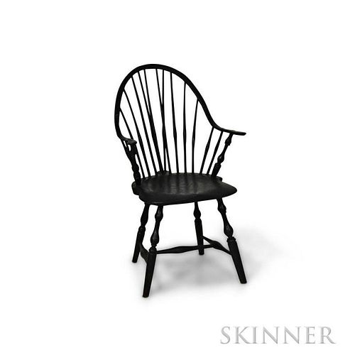 Black-painted Continuous-arm Brace-back Windsor Chair