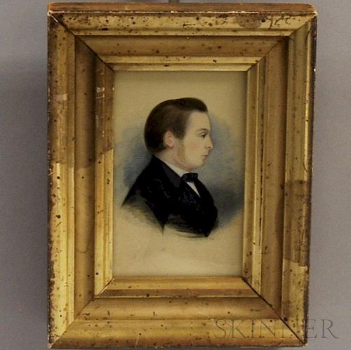 American School, 19th Century       Profile Portrait of a Young Man.