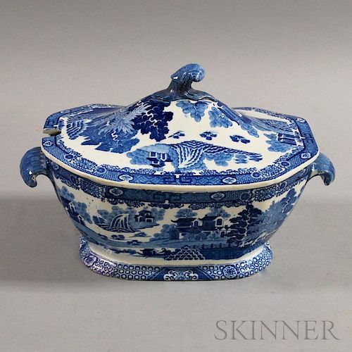 Spode Blue and White Transfer-decorated Soup Tureen