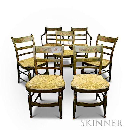 Set of Seven Paint-decorated Fancy Chairs