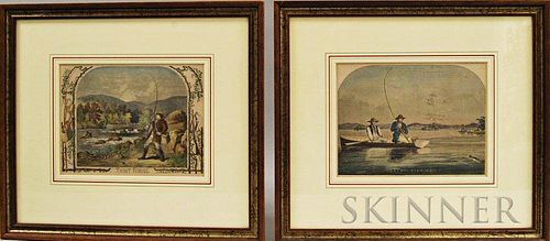 Two Framed Hand-colored Fishing Engravings