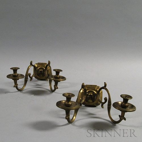 Pair of George II-style Two-arm Brass Wall Sconces