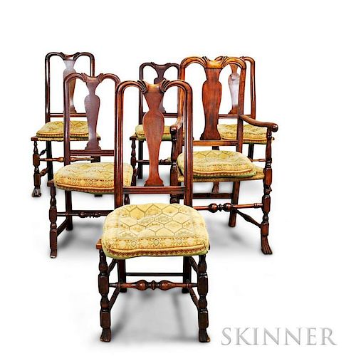 Assembled Set of Six Queen Anne Maple Chairs
