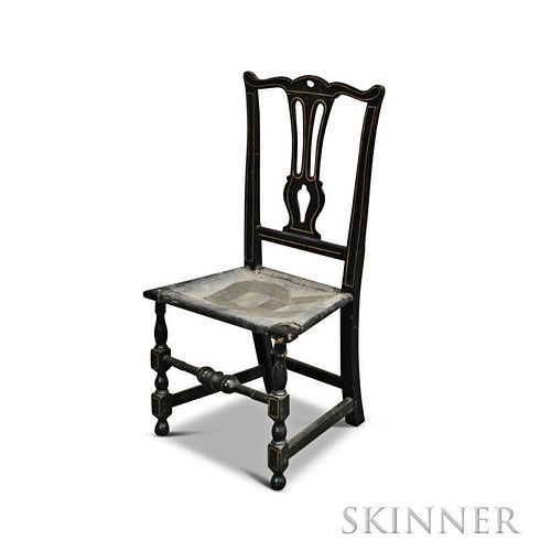 Transitional Chippendale Black-painted Side Chair