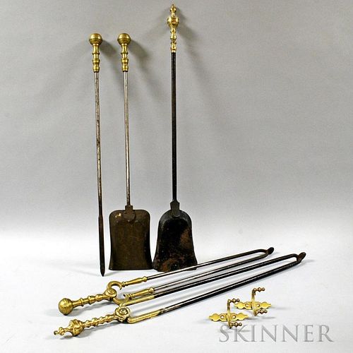 Seven Brass and Iron Hearth Items