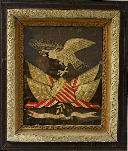 Framed Patriotic Silk Embroidered Picture