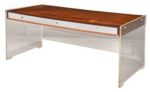 Interform Collection Modern Wood, Metal, Lucite Desk