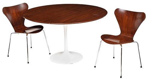 Eero Saarinen Designed Tulip Table, Two Chairs