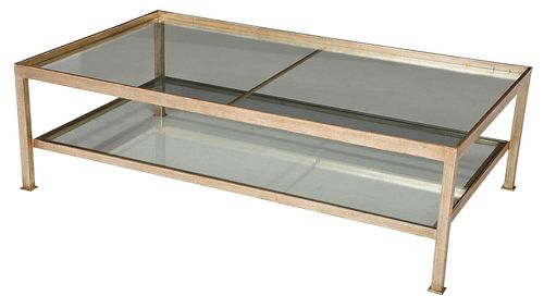 Large Contemporary Glass and Metal Coffee Table