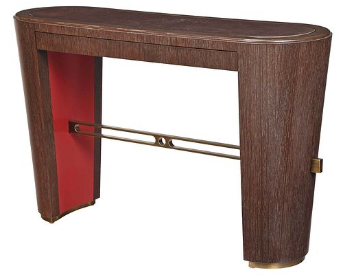 David Easton Brass Inset Red Painted Console Table