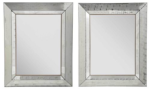 Pair Italian Midcentury Mirror Framed Mirrors