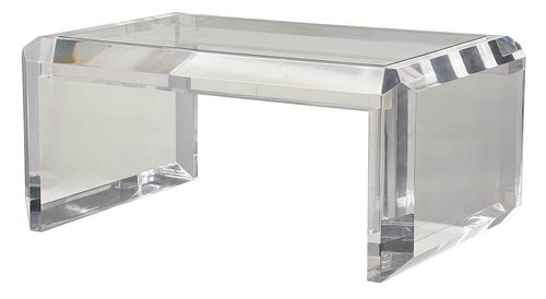 Contemporary Lucite and Glass Top Coffee Table