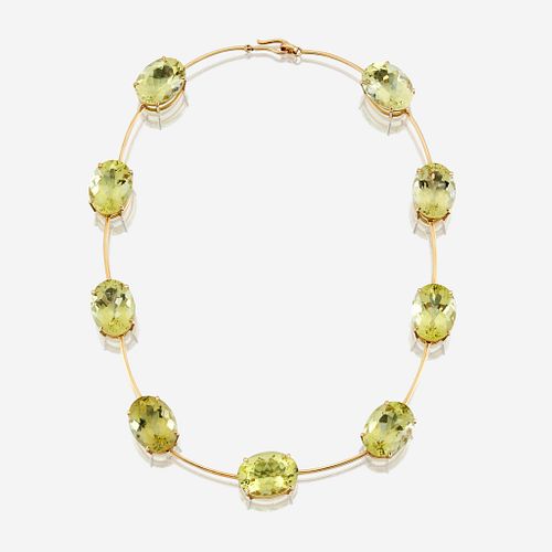 A citrine and eighteen karat gold necklace