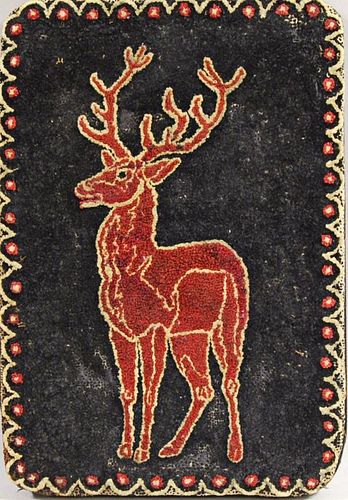 Mounted Small Hooked Mat of a Stag