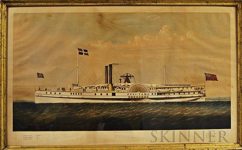 Framed Endicott & Co. Lithograph of the Steamship Fusi-Yama
