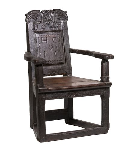 ENGLISH CHARLES I PERIOD DATED 1648 WEDDING CHAIR