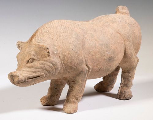 CHINESE HAN DYNASTY (206 BC - 220 AD) CAST FIGURE OF A BOAR