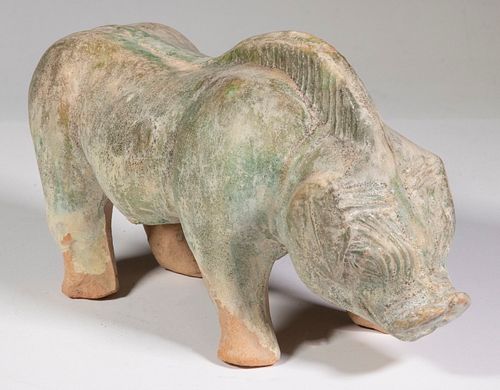 CHINESE HAN DYNASTY (206 BC - 220 AD) CAST FIGURE OF A BOAR