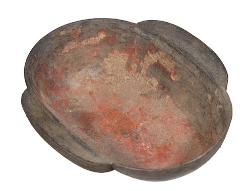 RARE CHINESE HAN DYNASTY ROUGE MAKEUP BOWL