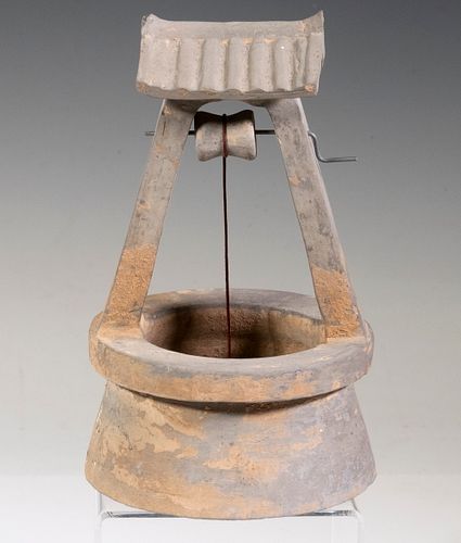 CHINESE HAN DYNASTY (206 BC - 220 AD) POTTERY RELIC OF A WELL HEAD